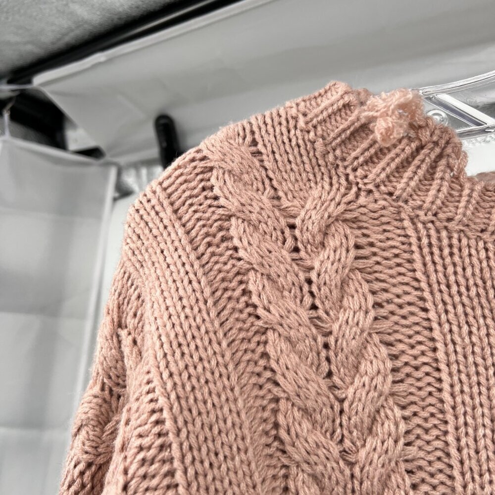 Altar'd State Womens Cable Knit Sweater Distressed Pink Size XS Oversized - Picture 5 of 9